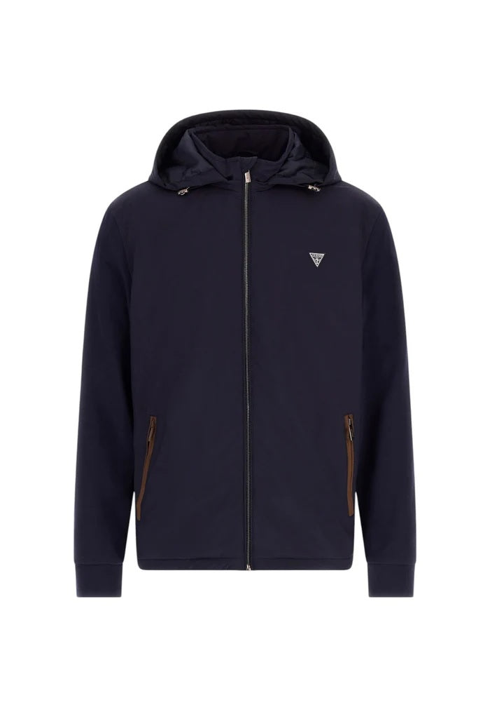 Giubbino "Doppio Tessuto" Blu con Cappuccio e Chiusura Zip