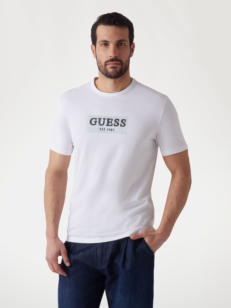 T-shirt "Est. 1981" bianca con Logo Stampato e Vestibilità Slim
