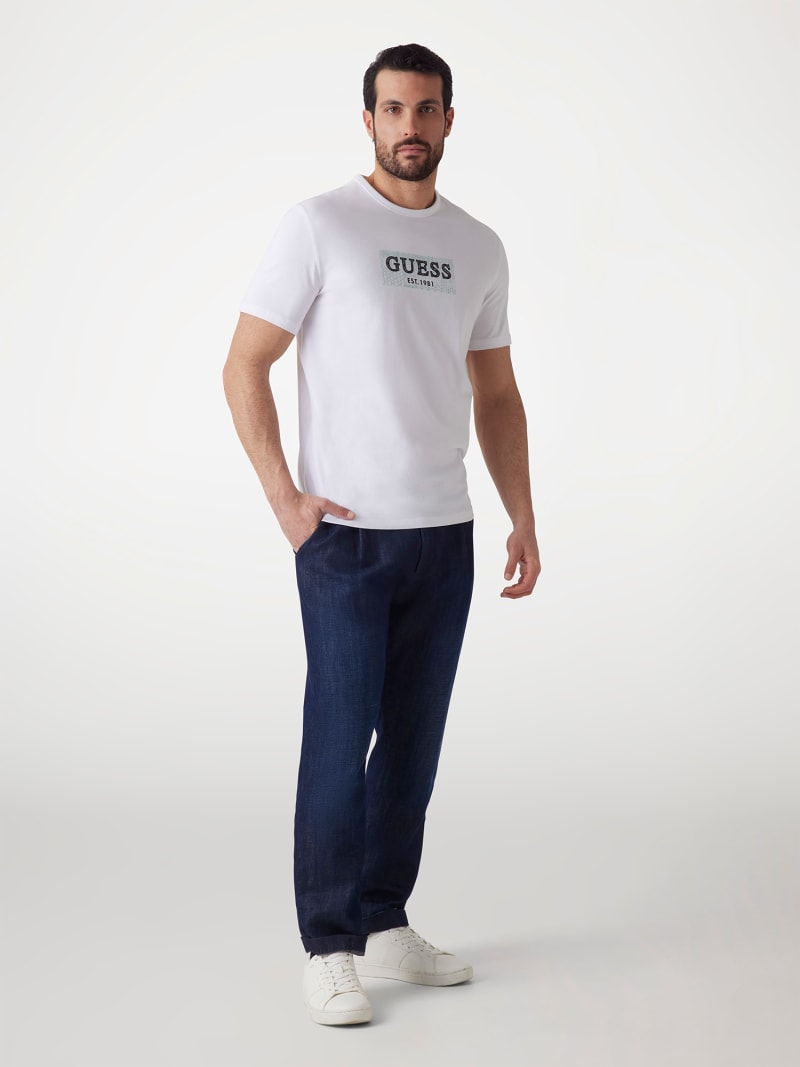 T-shirt "Est. 1981" bianca con Logo Stampato e Vestibilità Slim