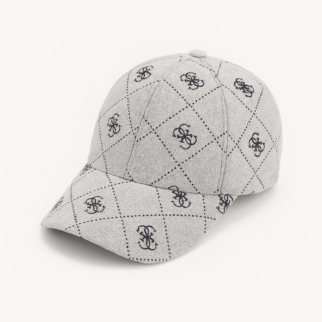 Cappello grigio ghiaccio con visiera e Guess logo all over