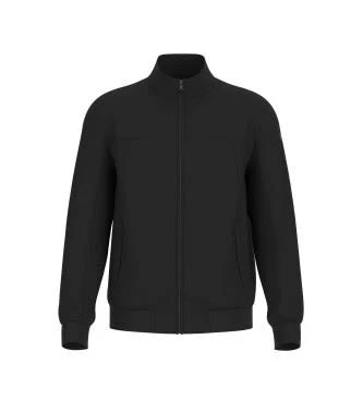 Giubbino Nero con Zip Frontale e Collo Alto