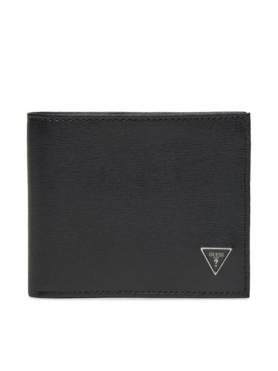 Portafoglio Uomo Nero "Certosa" in pelle con Logo Triangolo