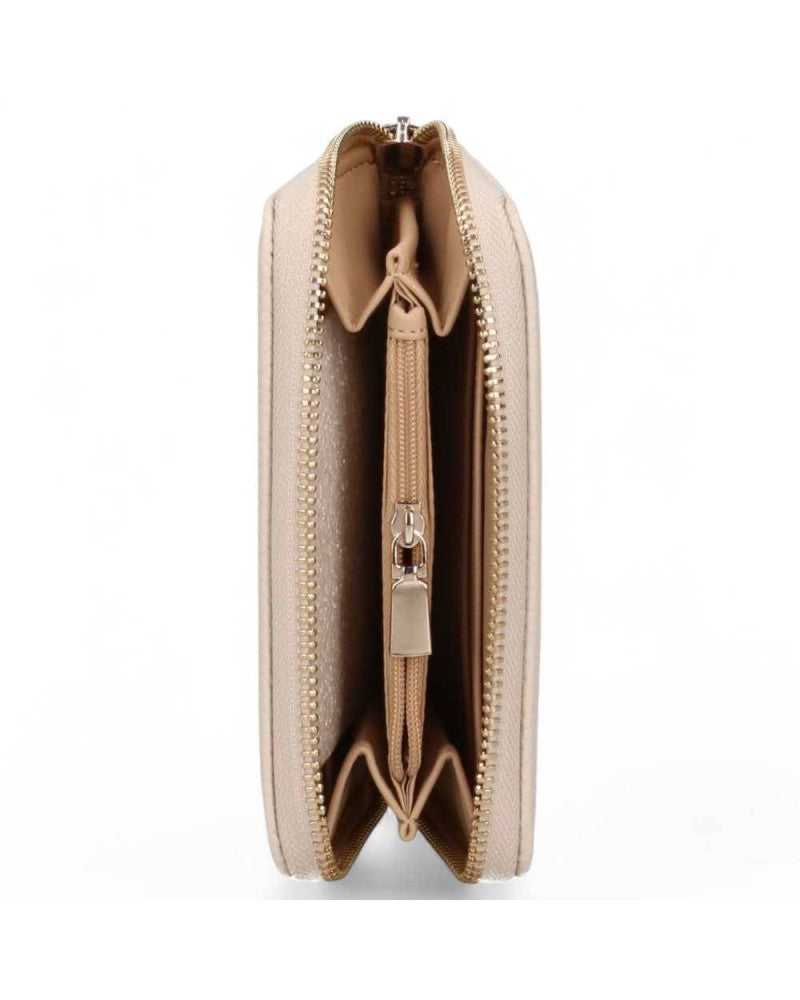 Portafoglio "Brenton" Beige con Logo Frontale e Chiusura Zip