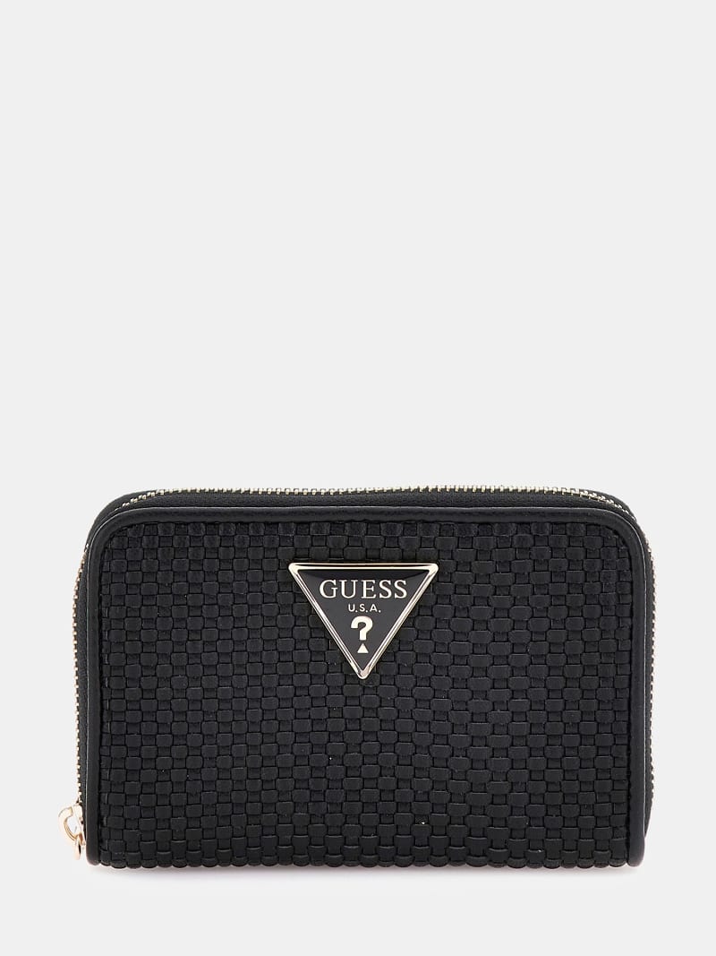 Portafoglio Guess Phaedra Nero con Texture Intrecciata