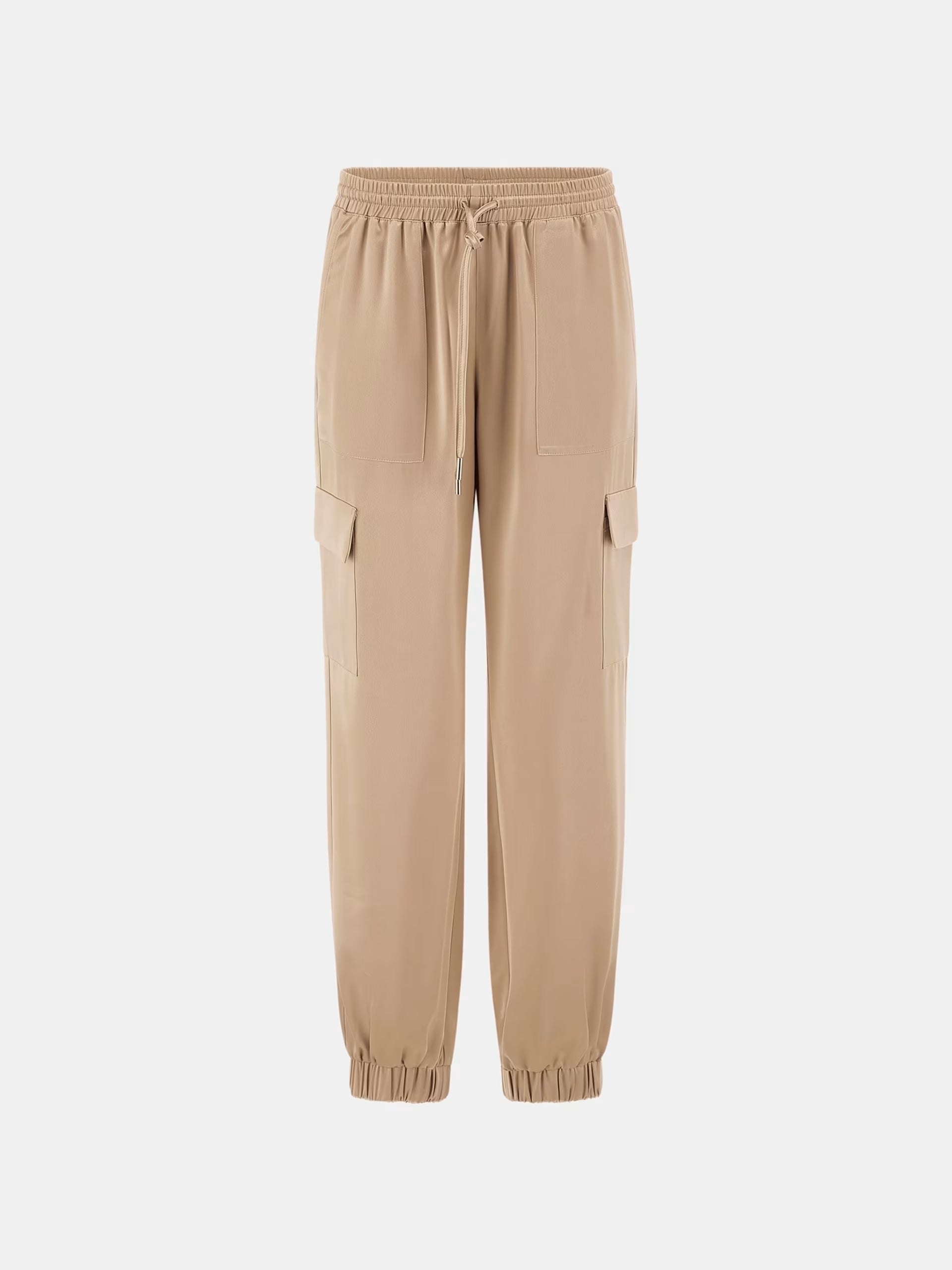 ogger Cargo Beige da Donna con Tasche Utility e Coulisse