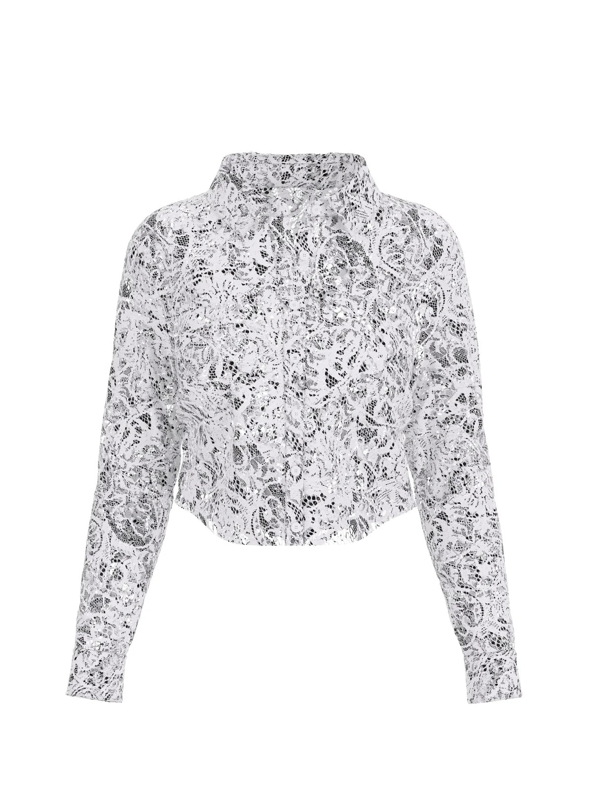 Camicia "Imani Lace Top" Avorio in Pizzo Floreale Trasparente