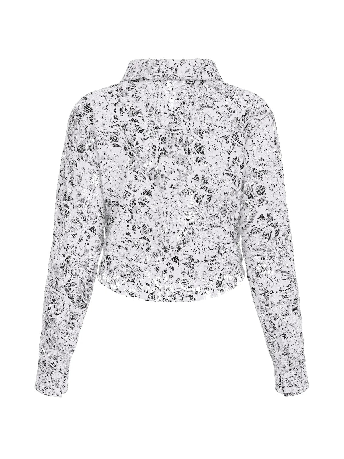 Camicia "Imani Lace Top" Avorio in Pizzo Floreale Trasparente