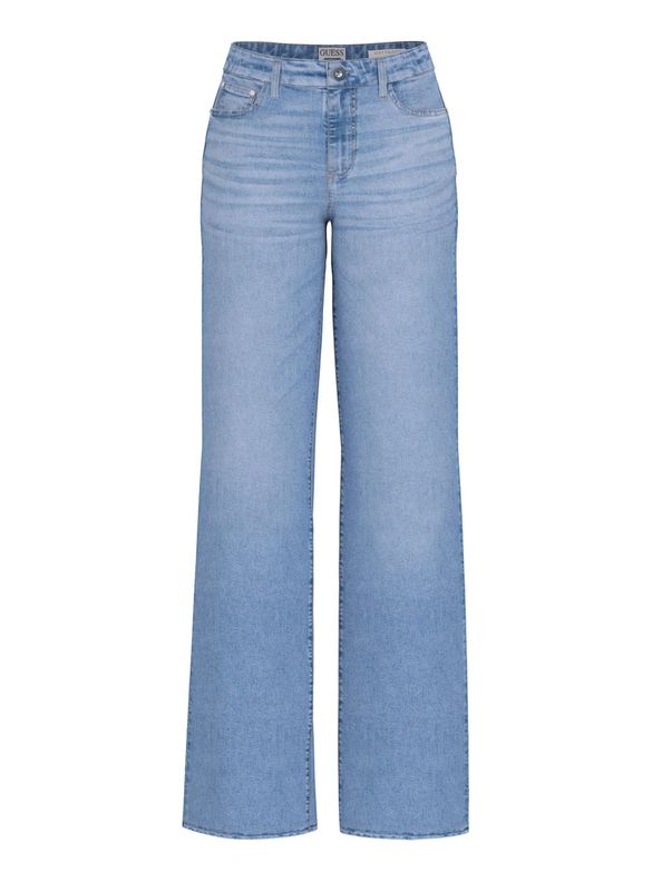 Jeans "Sexy Wide" Denim Chiaro con Gamba Ampia e Vita Alta