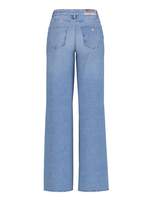 Jeans "Sexy Wide" Denim Chiaro con Gamba Ampia e Vita Alta