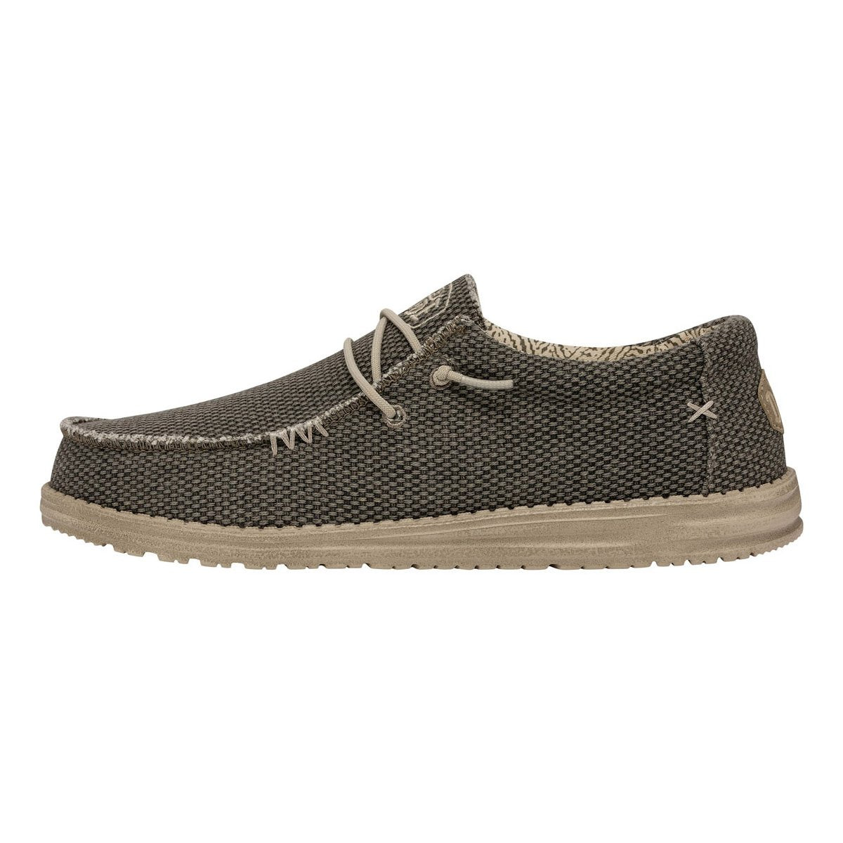 Mocassino "Wally Braided" verde militare in Tessuto Traspirante