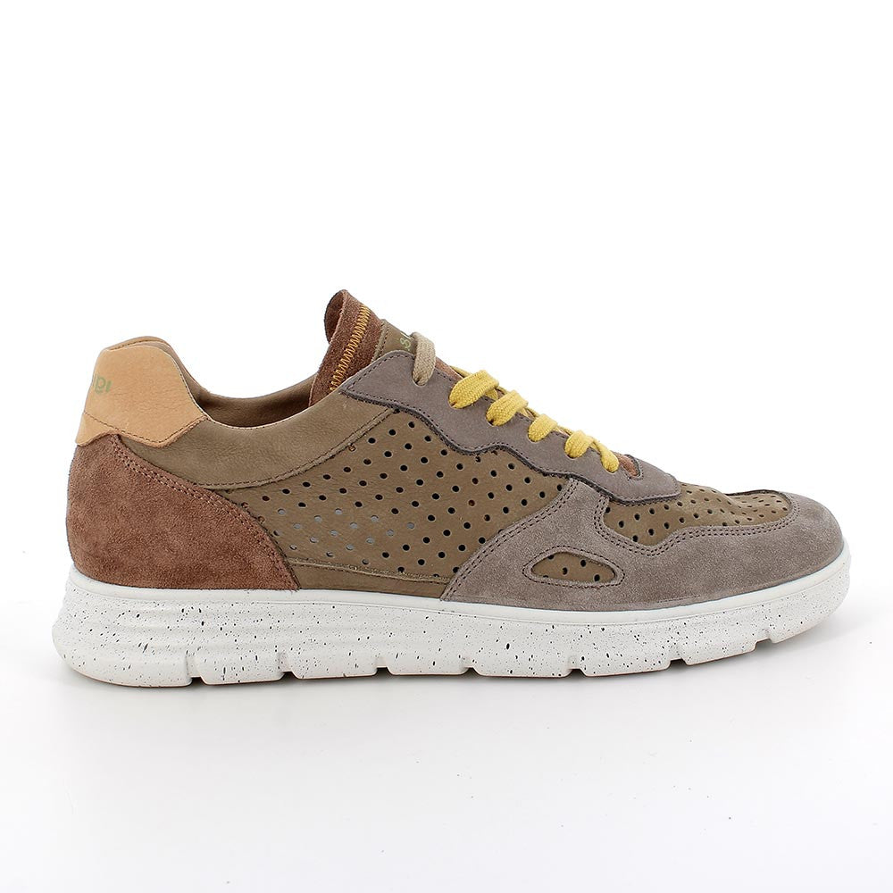 Sneakers verde e grigio con Inserti Traforati in Memory Foam