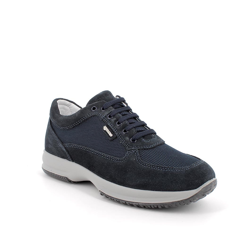 Sneakers Blu da Uomo in Pelle con Lacci e Sottopiede Anatomico