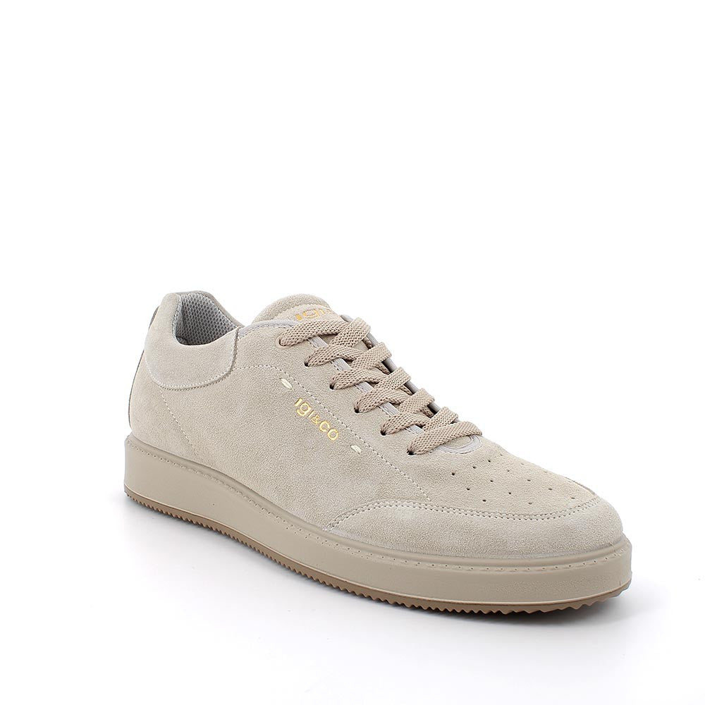 Sneakers Beige da Uomo con Lacci e Plantare Estraibile in Pelle