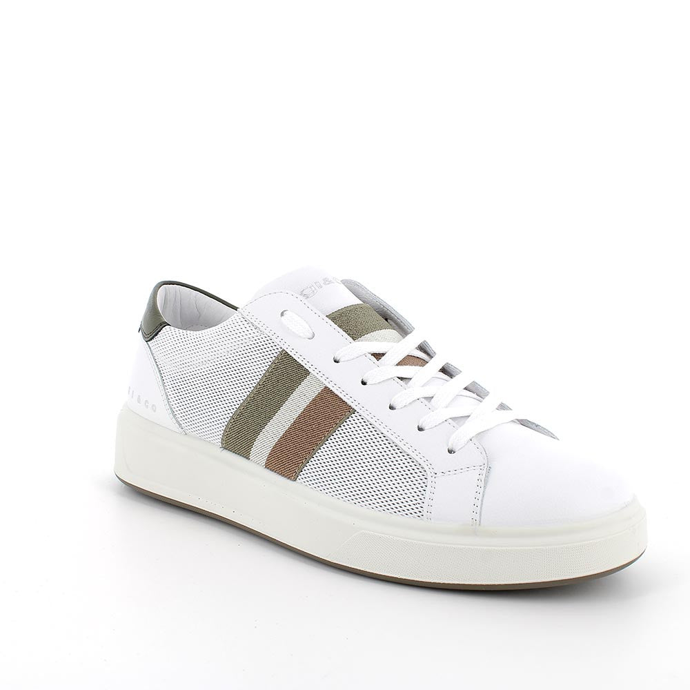 Sneakers Bianche in Pelle con Dettaglio a Nastro e Tomaia Traforata