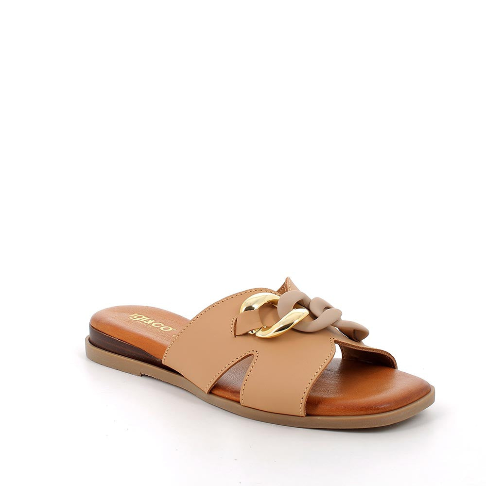 Sandali Beige a Ciabattina con Fasce Incrociate e Plantare Memory