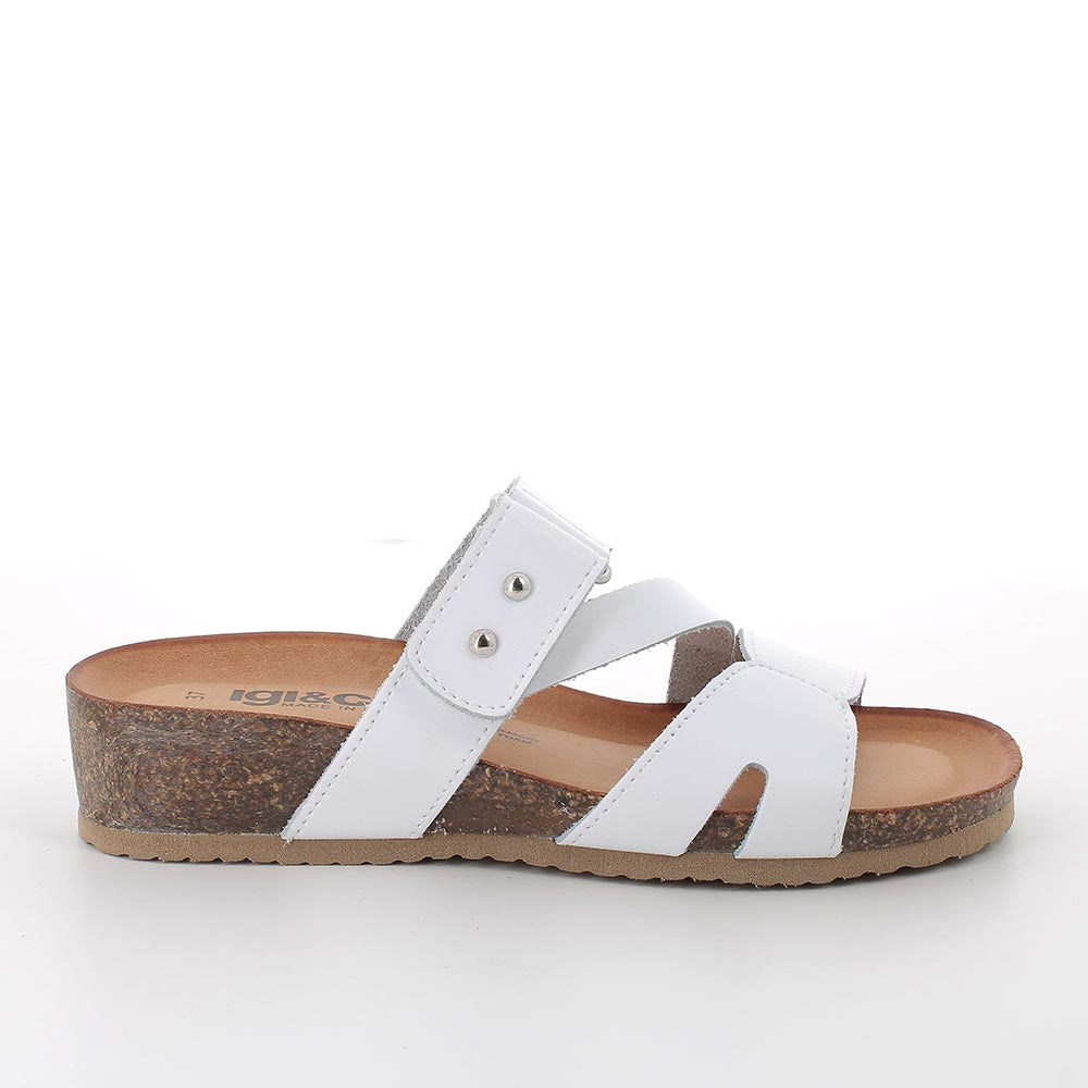 Sandali Bianchi con Strap e Suola in Sughero - Plantare in Pelle