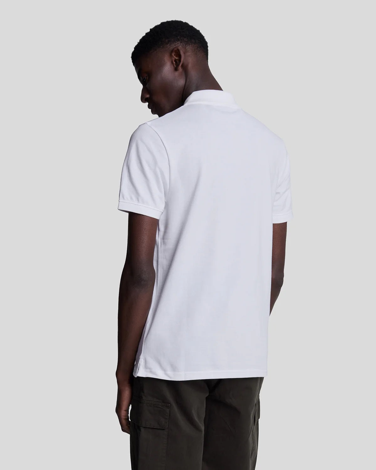 Polo bianca a Maniche Corte con Colletto Classico in Cotone Stretch
