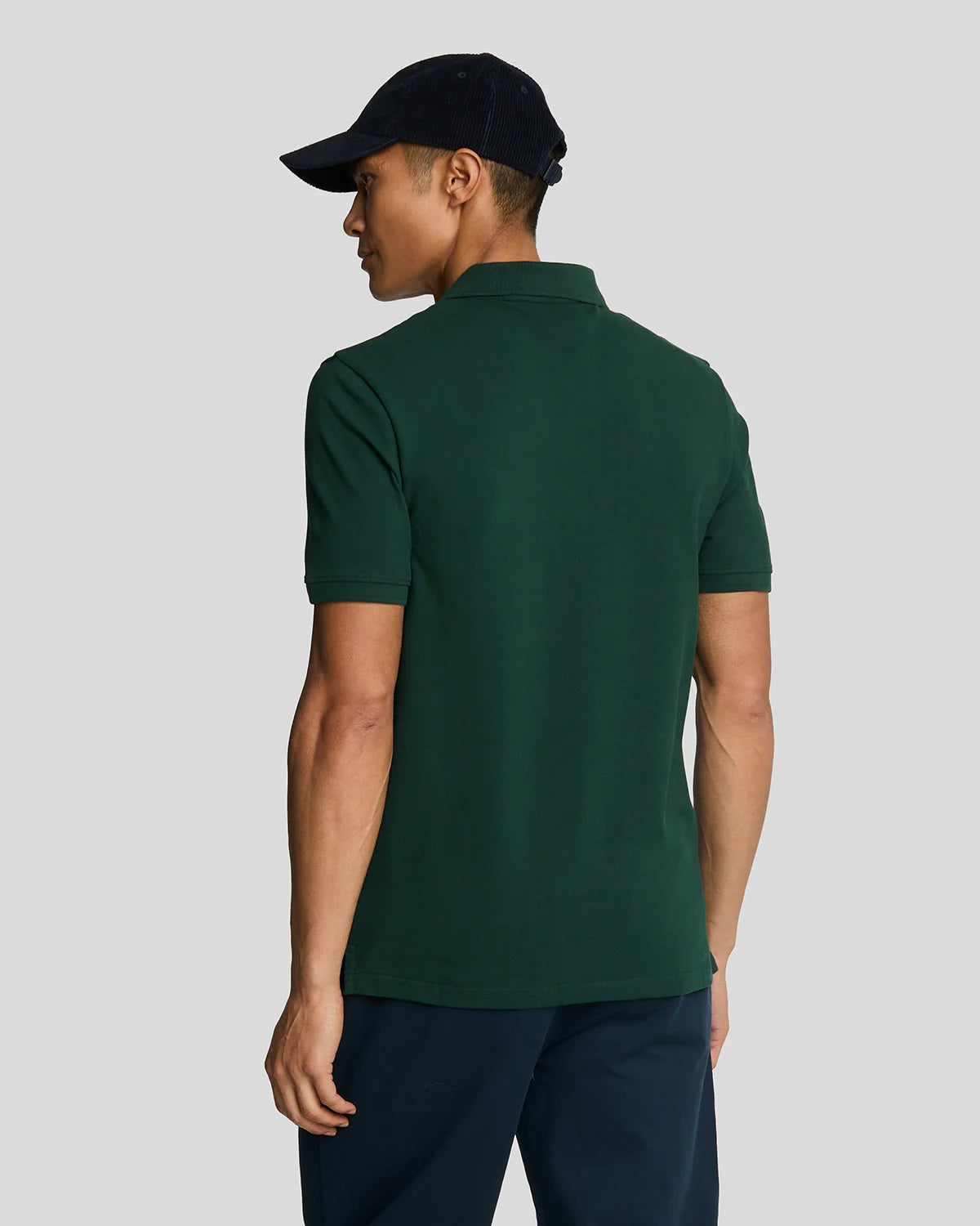 Polo verde scuro a Maniche Corte in Cotone Stretch