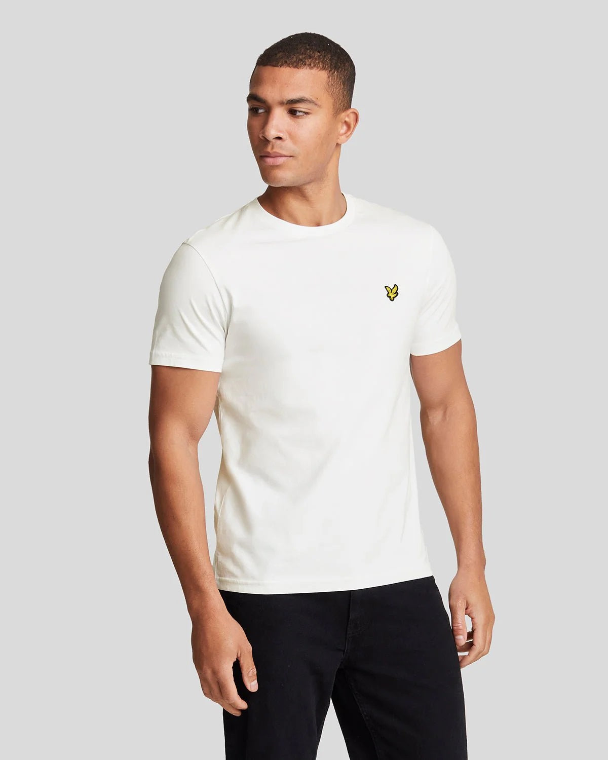 T-shirt Bianca a Maniche Corte in Cotone con Girocollo Regular Fit