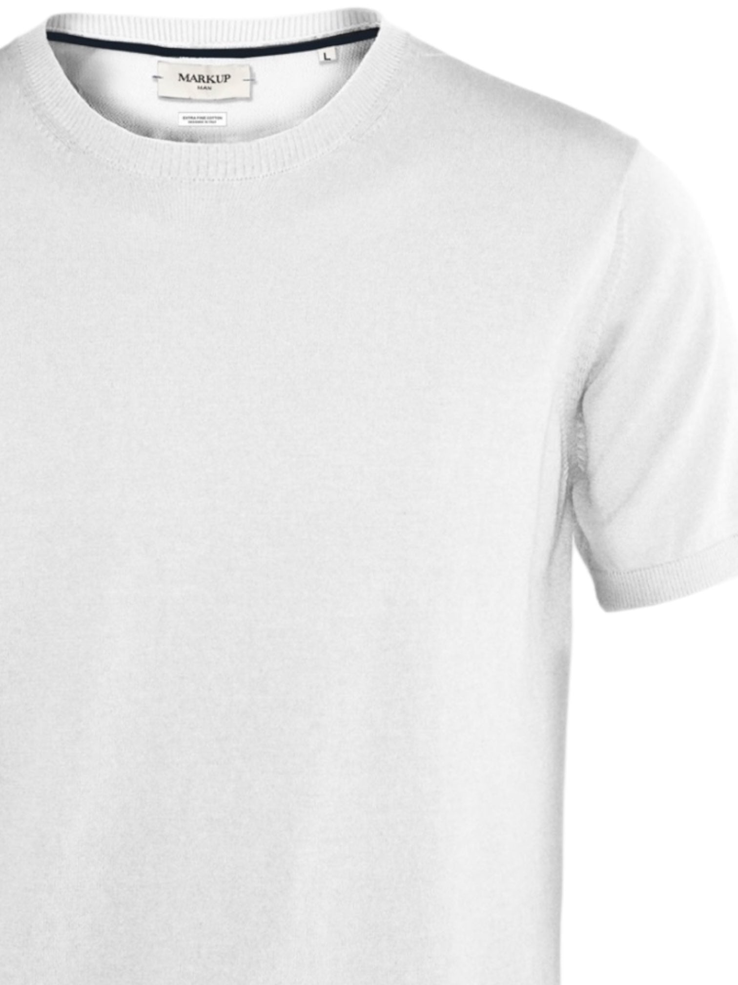 T-shirt Girocollo Bianca in Cotone con Patch Logo - Regular Fit