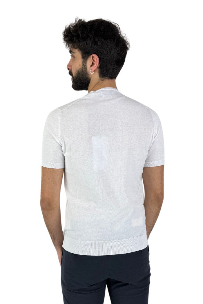 T-shirt Girocollo Bianca in Cotone con Patch Logo - Regular Fit