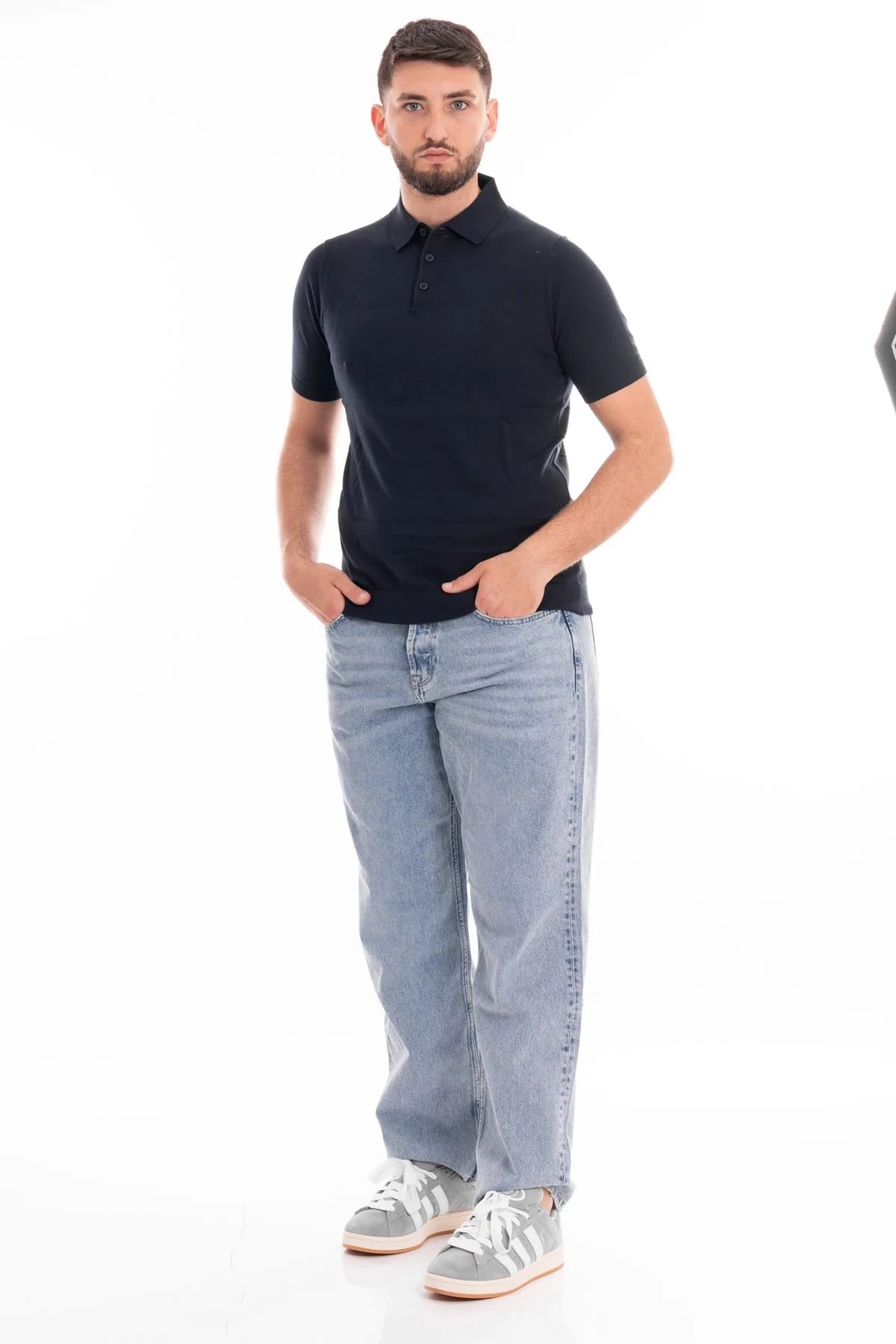Polo blu in Puro Cotone con Colletto Classico e Vestibilità Slim