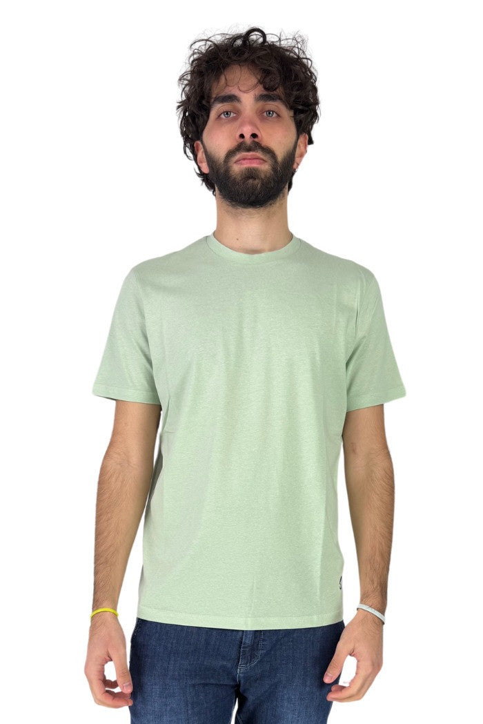 T-shirt a mezze maniche con collo girocollo in jersey di cotone<BR/>