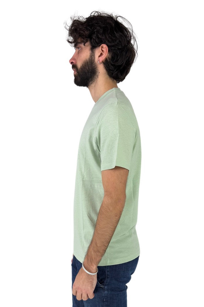 T-shirt a mezze maniche con collo girocollo in jersey di cotone<BR/>