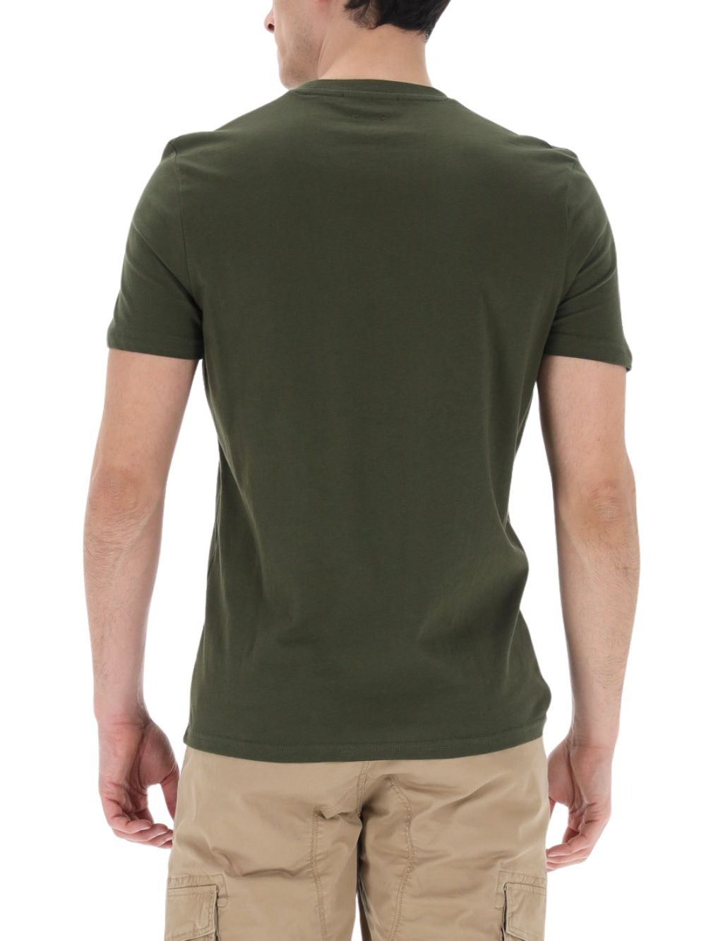 T-shirt Verde Militare in Cotone con Girocollo