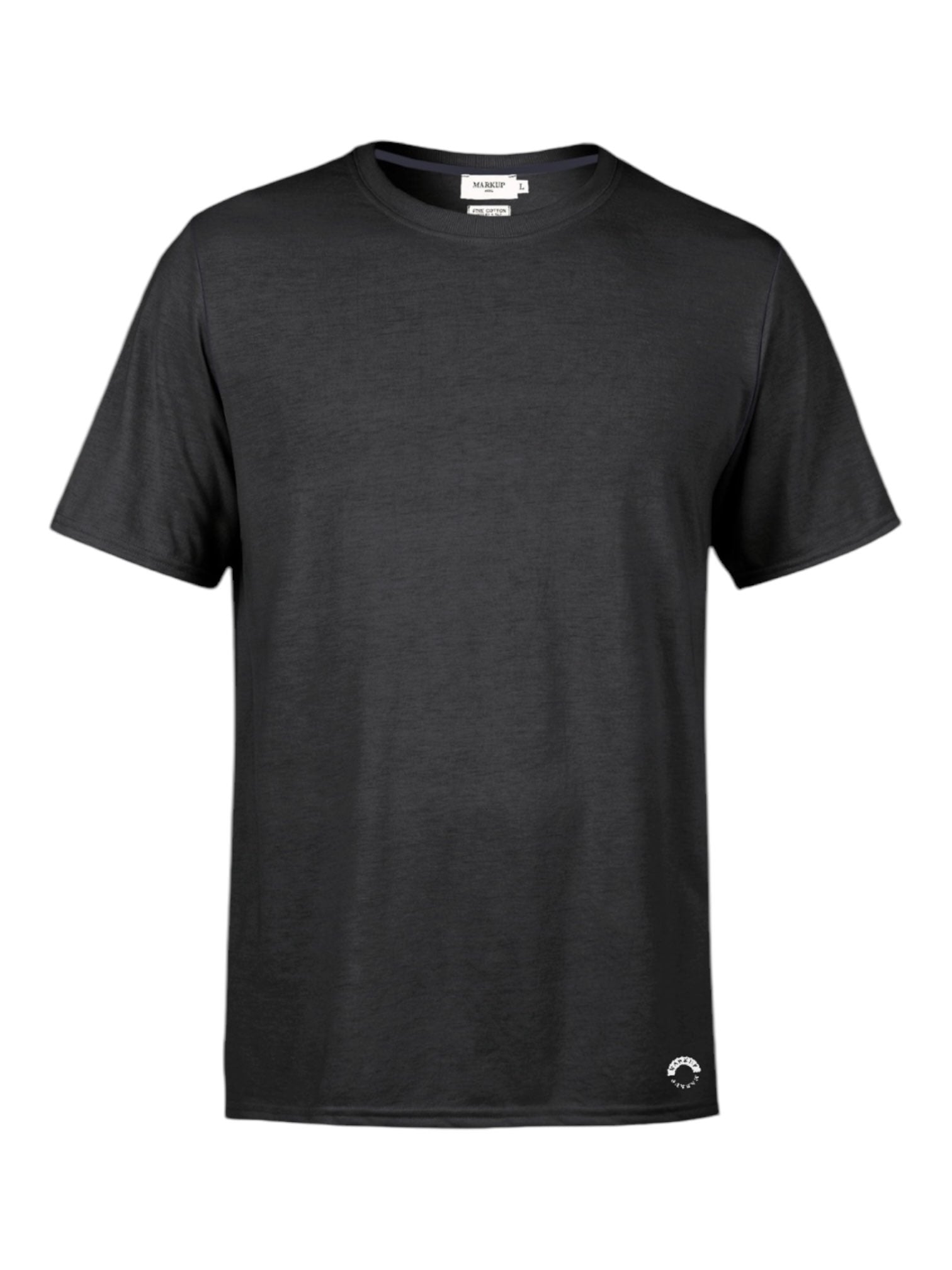 T.shirt nera con piccolo logo frontale a mezze maniche