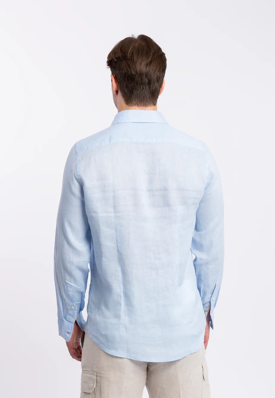 Camicia celeste da uomo in puro lino