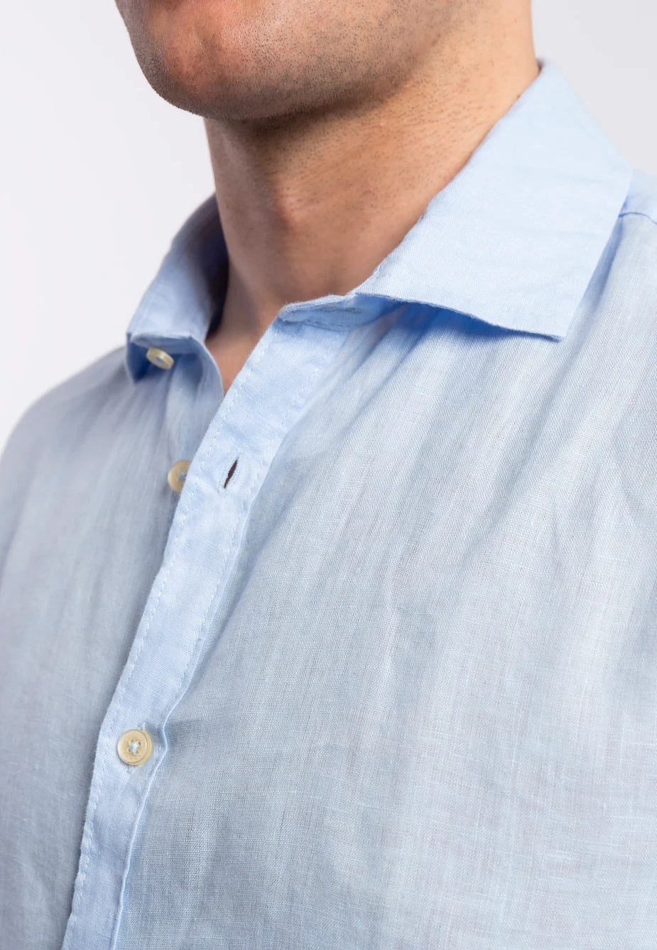 Camicia celeste da uomo in puro lino