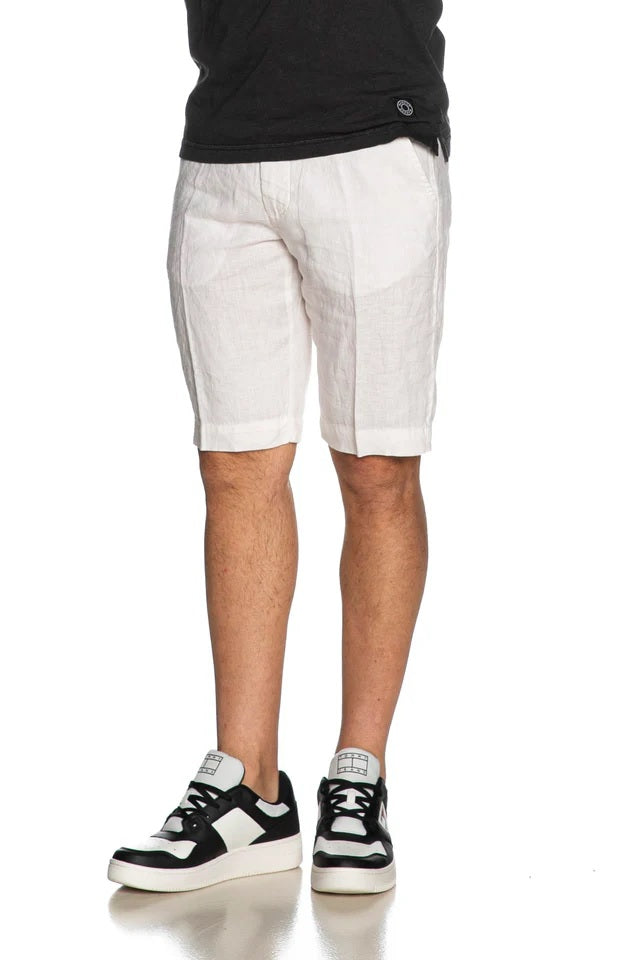 Bermuda Uomo Latte in Puro Lino Regular Fit