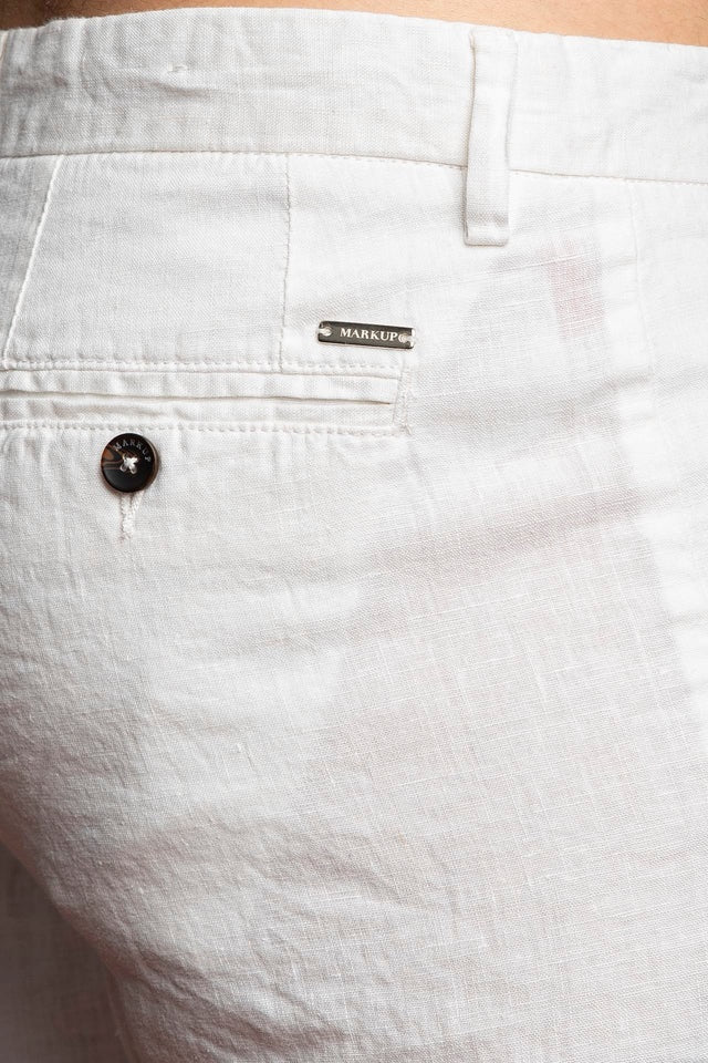Bermuda Uomo Latte in Puro Lino Regular Fit