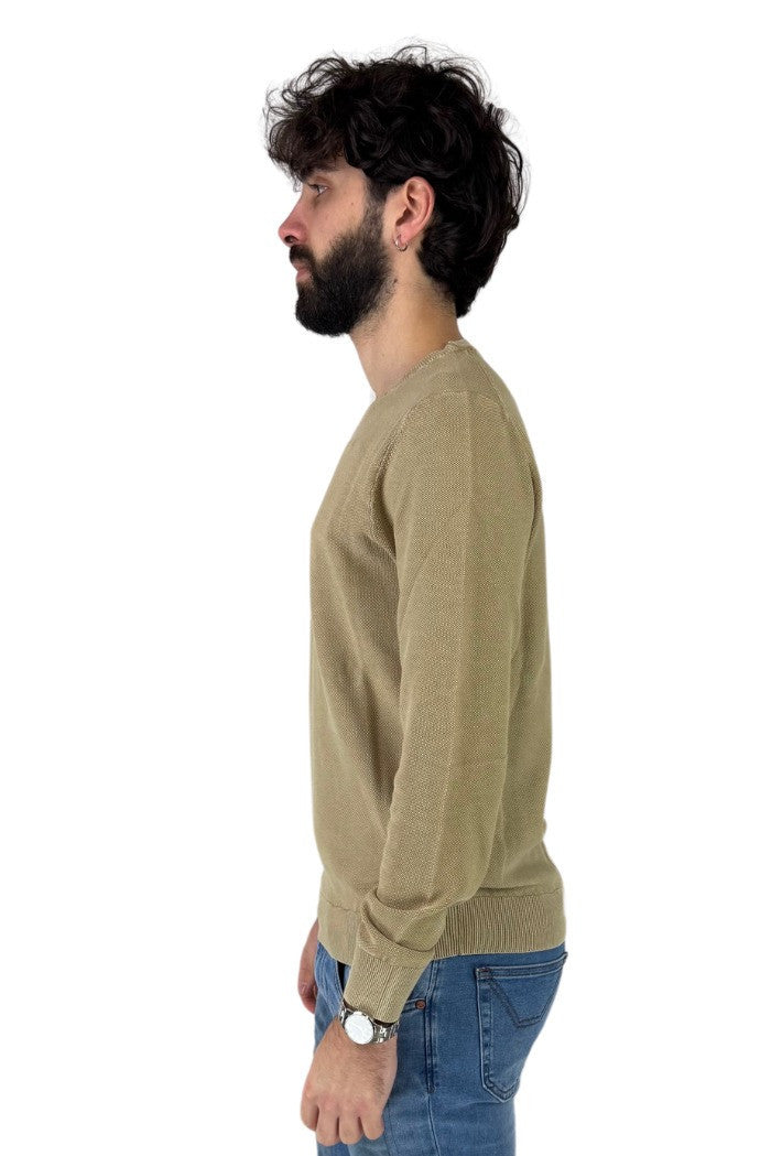 Maglia Girocollo Corda in Cotone Punto Riso Regular Fit