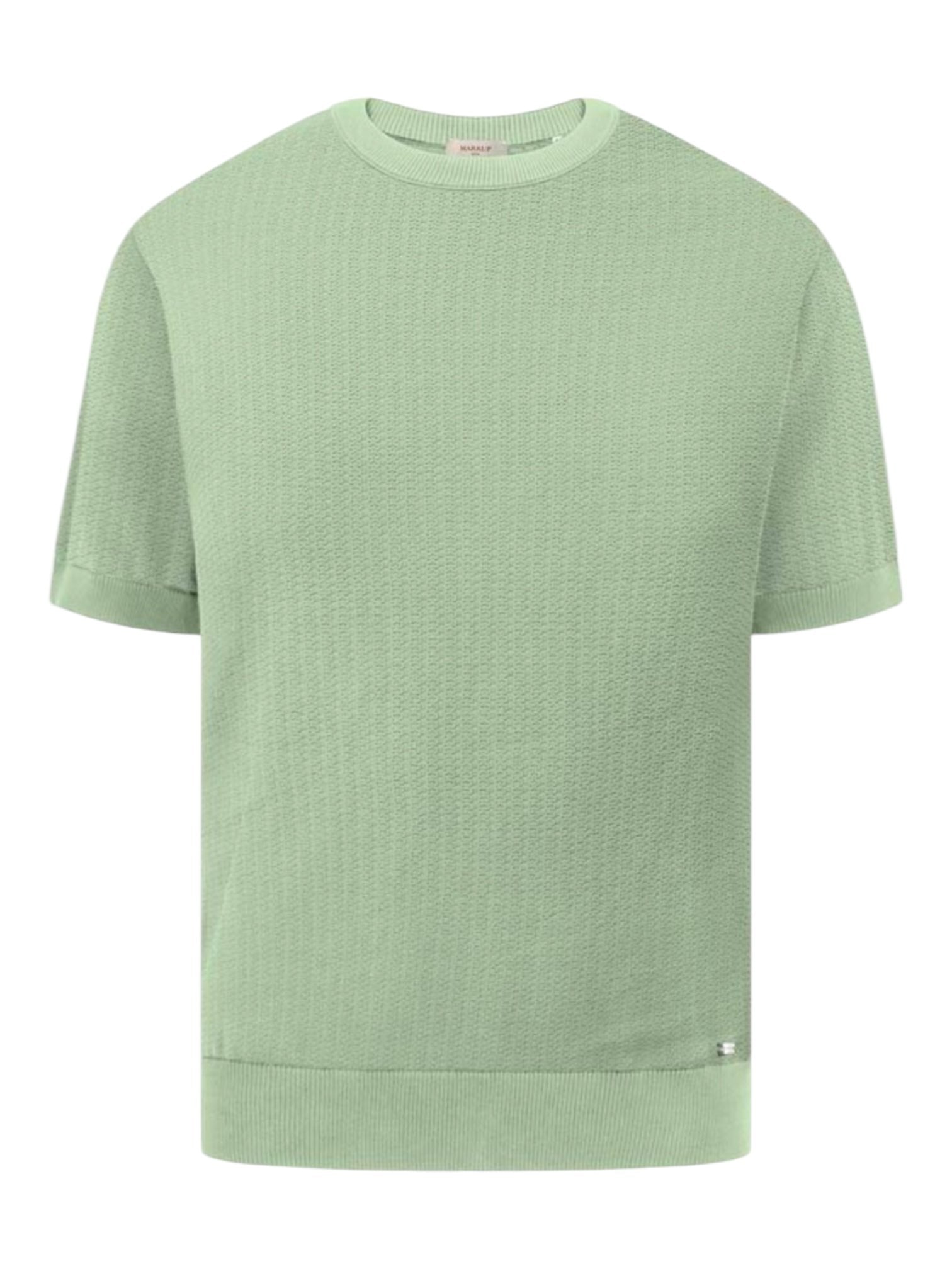 maglia verde menta girocollo a mezze maniche in punto spigato