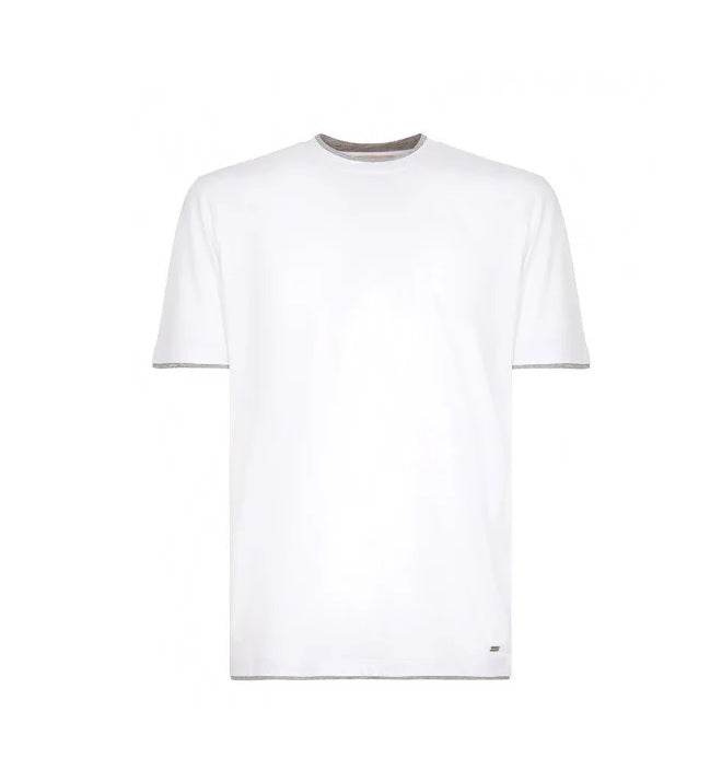 T.shirt a mezze maniche bianco con bordini a contrasto grigio