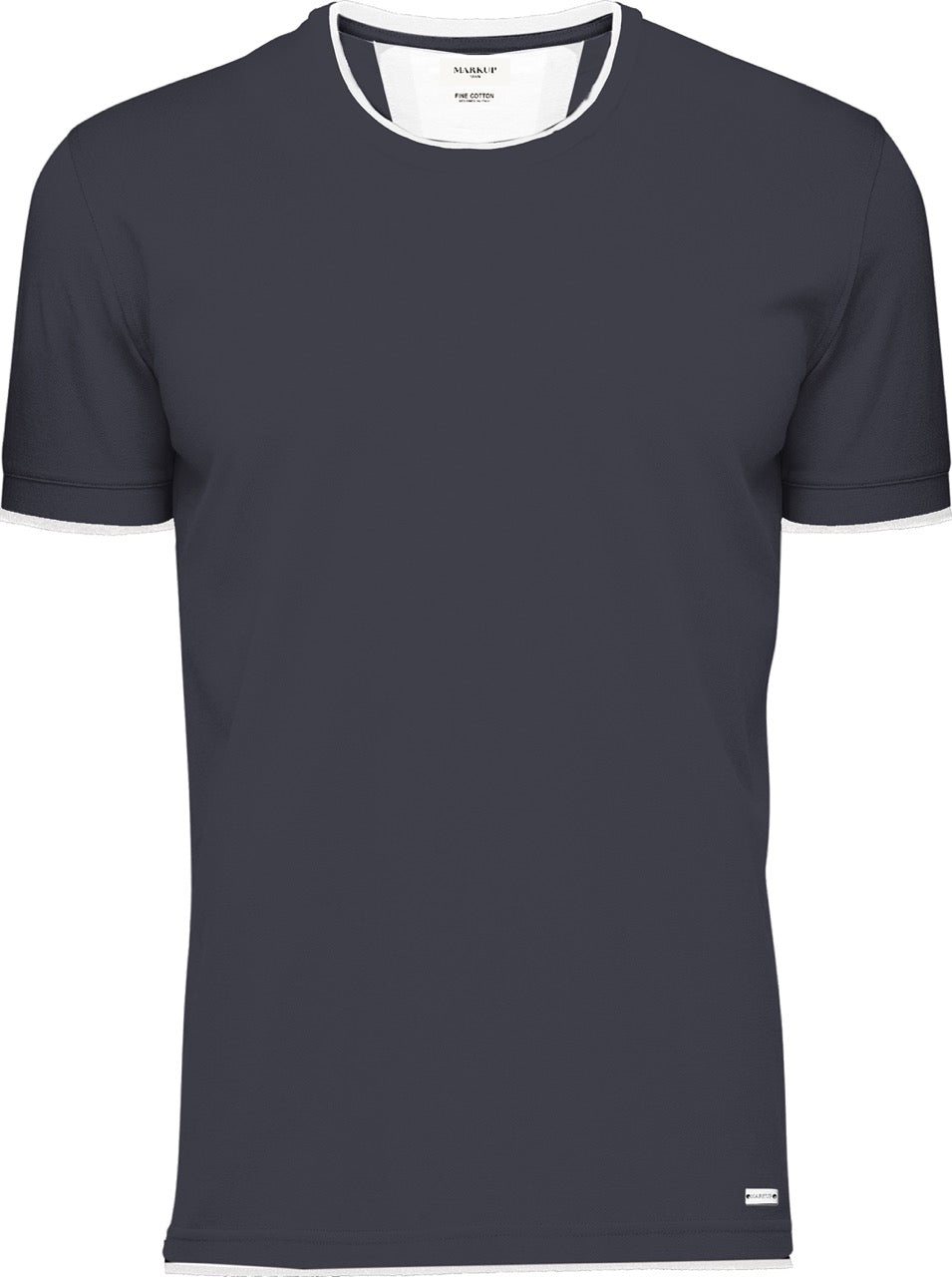T.shirt a mezze maniche blu con bordini a contrasto