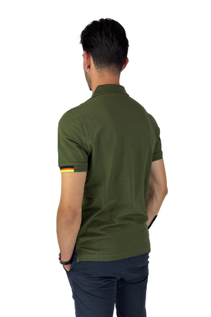 Polo verde militare con colletto classico