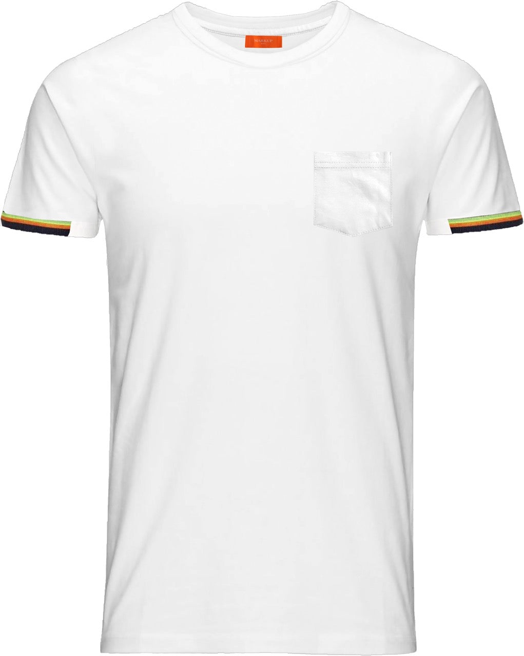 t.shirt bianca con taschino con dettagli a contrasto