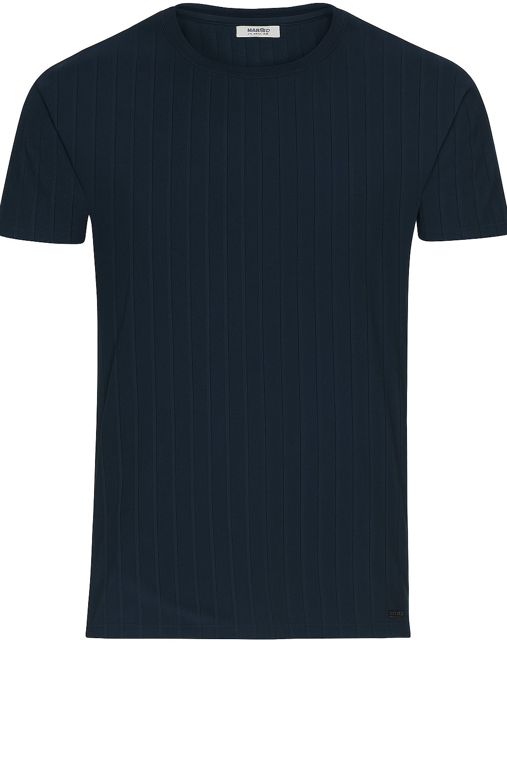 T-shirt blu con Lavorazione a Coste Verticali