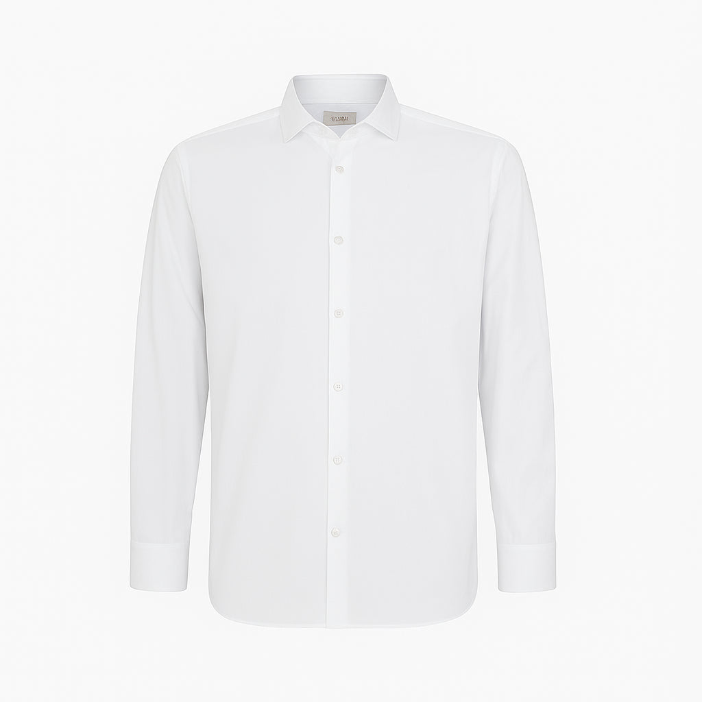 Camicia in Nylon bianca a Maniche Lunghe con Collo Italiano