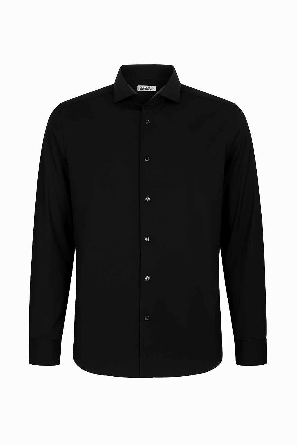 Camicia nera in Nylon a Maniche Lunghe con Collo Italiano