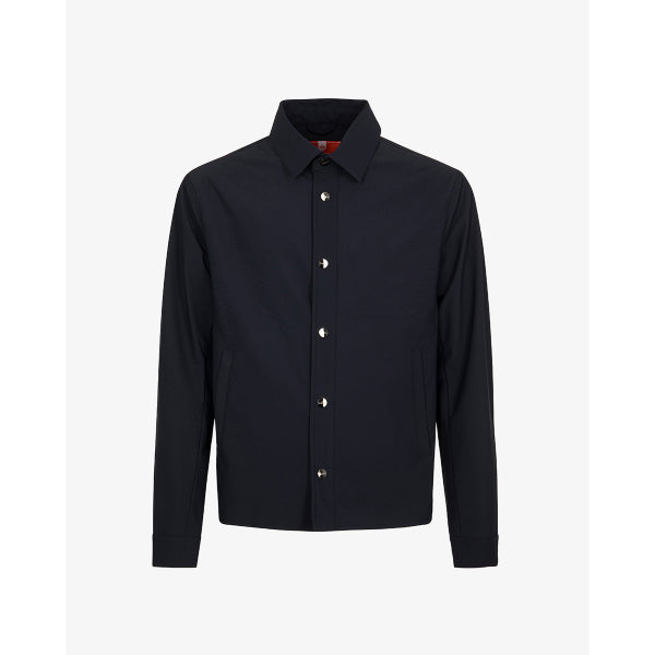 Overshirt in softsheel blu scuro con colletto classico