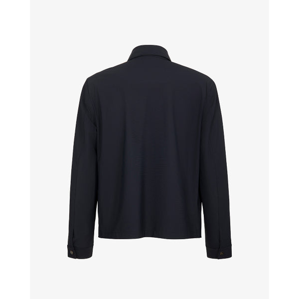 Overshirt in softsheel blu scuro con colletto classico