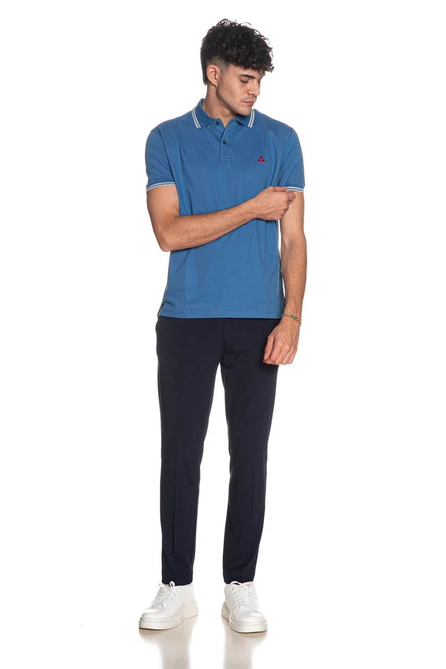 Pantalone Blu Navy in Punto Milano con Coulisse ed Elastico in Vita