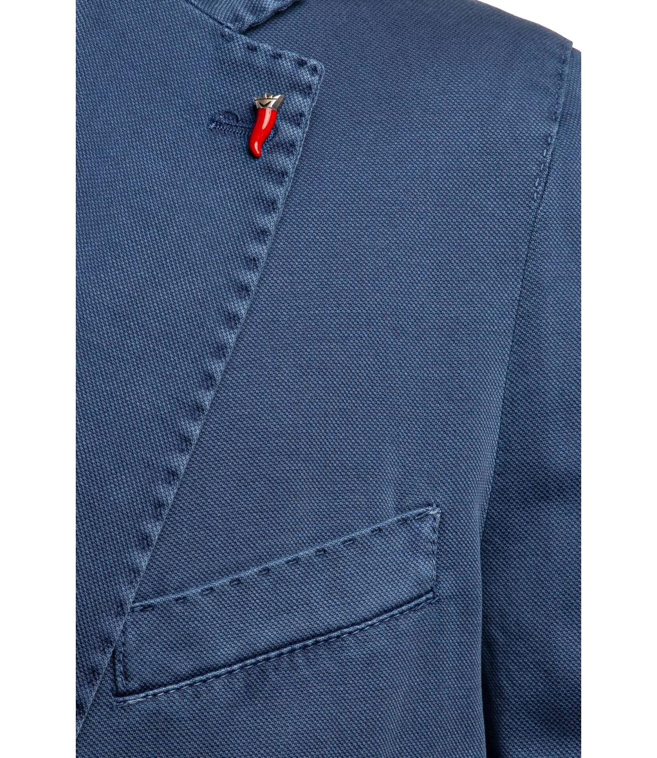 Giacca "Panarea" color Indaco in Cotone con Revers e Tasche