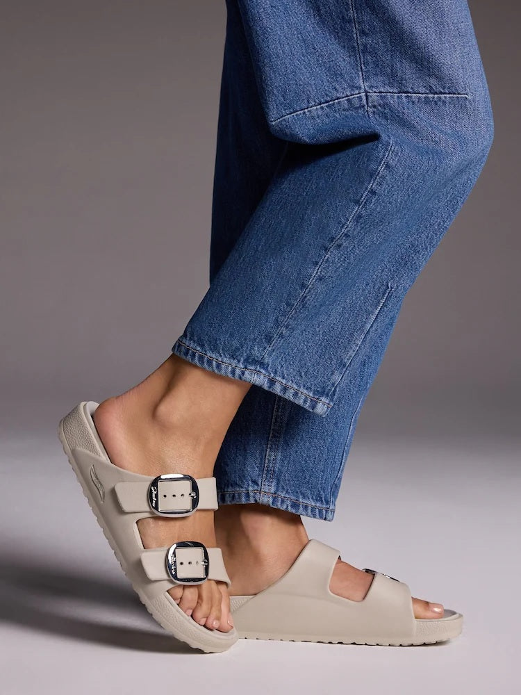 Sandalo Donna Skechers Arch Fit® Naturale con Fibbie Silver