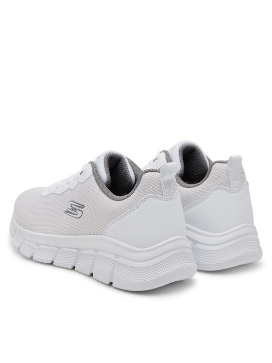 Sneaker Donna Skechers BOBS Sport Bianca con Dettagli Grigi