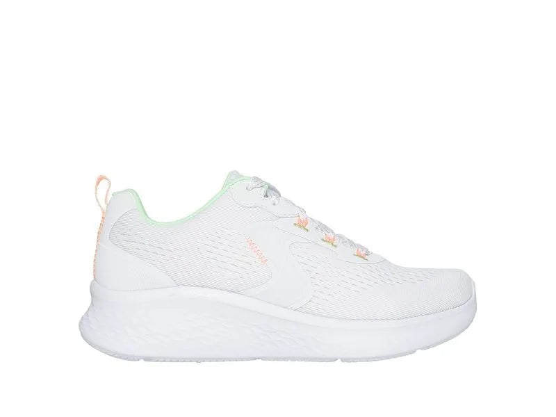 Sneakers Donna Bianche con Dettagli Pastello e Intersuola Skech-Lite